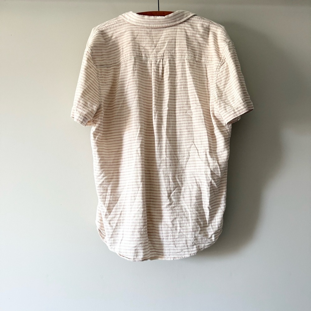 Marine Layer Stretch Selvage Short Sleeve Shirt / Warm Stripe Large - Picture 6 of 7